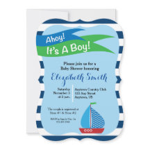 Blue Sailboat Nautical Boy Baby Shower
