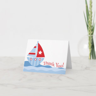 Blue Sailboat Shower Tackkort Card