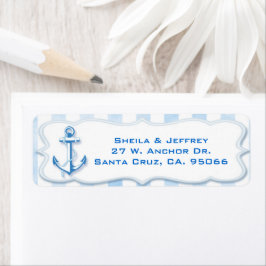 Blue Sailing Anchor Nautical Bröllop Adress Returadress Etikett