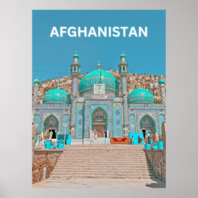 Blue Sakhi Shrine Mosque i Kabul Afghanistan Poster (Framsidan)