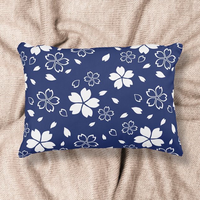 Blue Sakura Mönster Prydnadskudde (Skapare uppladdad)