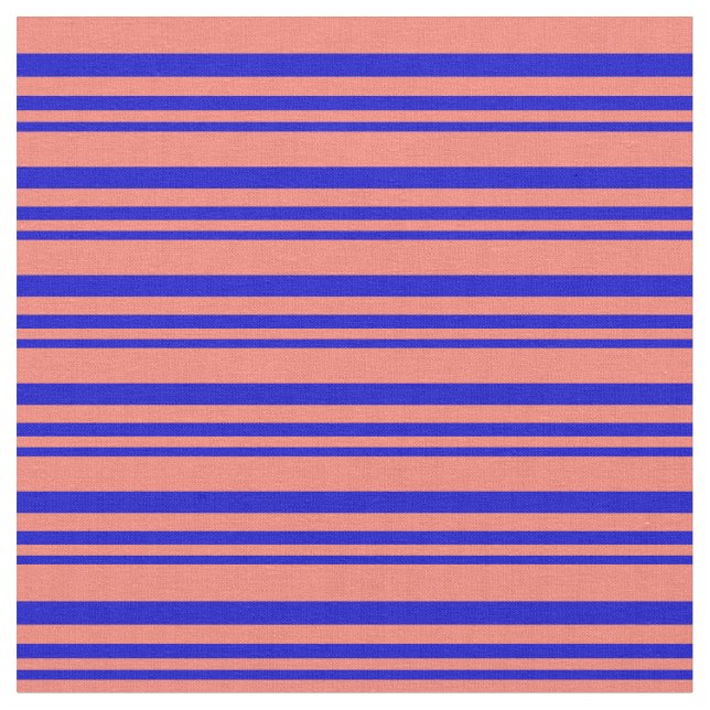 Blue & Salmon Linjer Mönster Tyg (Närbild)