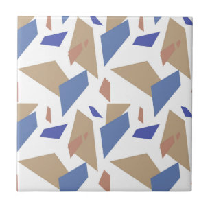 Blue Sandy Brown Geometric Shapes Seamless Mönster Kakelplatta