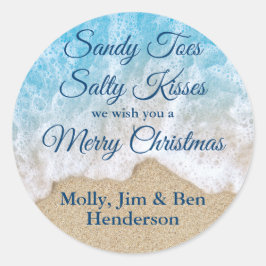 Blue Sandy Toes Salty Kisses God jul Runt Klistermärke
