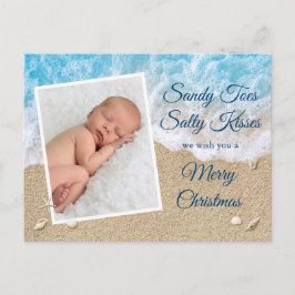 Blue Sandy Toes Salty Kisses God jul Vykort