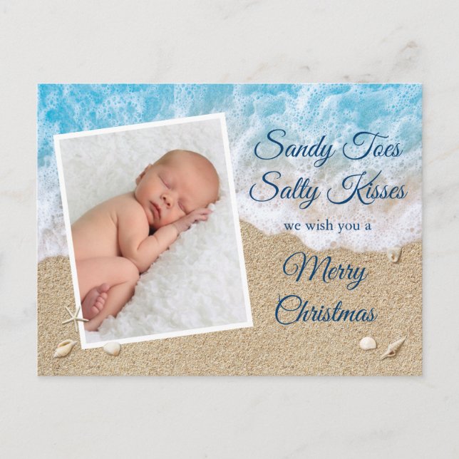 Blue Sandy Toes Salty Kisses God jul Vykort (Framsida)