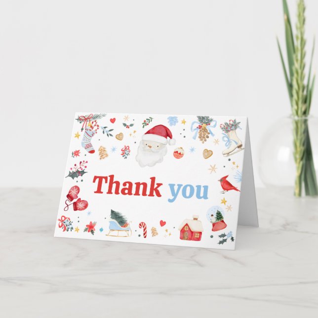 Blue Santa Baby Baby Shower Tack Kort (Framsida)