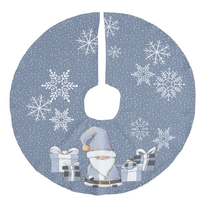 Blue Santa Gnome med presenter Julgransmatta Fusklinne (Framsidan)