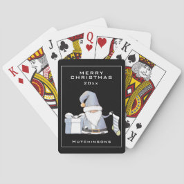 Blue Santa Gnome med Stocking & Gift Casinokort
