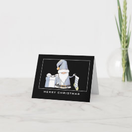 Blue Santa Gnome med Stocking & Gift-julen Kort
