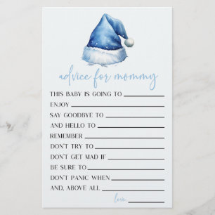 Blue Santa Hat Advice Baby Shower Spelaktivitet Brevpapper