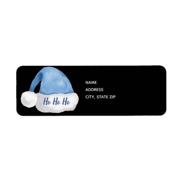 Blue Santa Hat/ Ho Ho Ho Returadress Etikett (Framsidan)