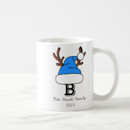 Blue Santa Hat Monogram-familjens jul Kaffemugg