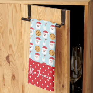 Blue Santa Mjölk och Cookies Kitchen Towel Kökshandduk