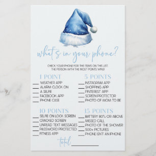 Blue Santa What's in your Mobilare Baby Shower Gam Brevpapper