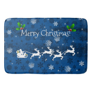 Blue Santa's Sleigh och Reindeer Bath Mat Badrumsmatta