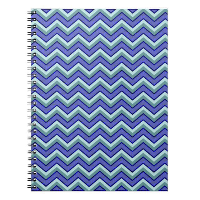 Blue Sapphire Chevron Mönster Anteckningsbok Med Spiral (Framsidan)