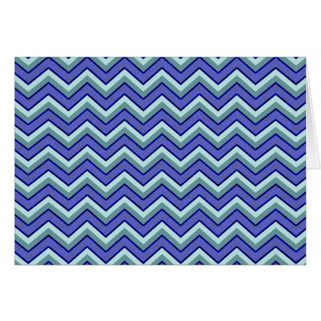 Blue Sapphire Chevron Mönster Hälsningskort (Framsidan Horizontal)