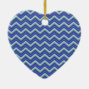 Blue Sapphire Chevron Mönster Julgransprydnad Keramik