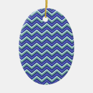 Blue Sapphire Chevron Mönster Julgransprydnad Keramik