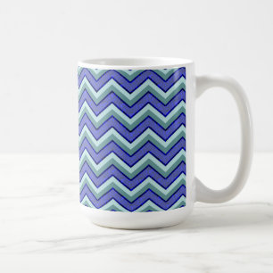 Blue Sapphire Chevron Mönster Kaffemugg