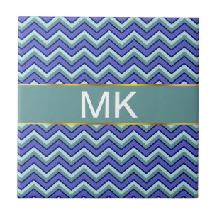Blue Sapphire Chevron Mönster Kakelplatta