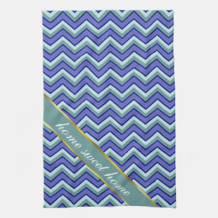 Blue Sapphire Chevron Mönster Kökshandduk