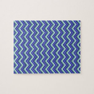 Blue Sapphire Chevron Mönster Pussel