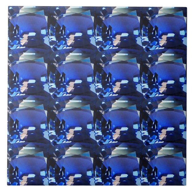 Blue Sapphire Cushion-Clion Mönster Kakelplatta (Framsidan)