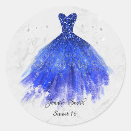 Blue Sapphire Dress Glitter Sweet sixteen Runt Klistermärke