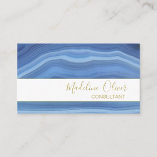 Blue Sapphire Elegant Agate Modern Typography Visitkort