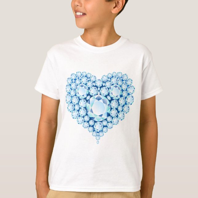Blue Sapphire Heart Gems T-shirt (Framsida)