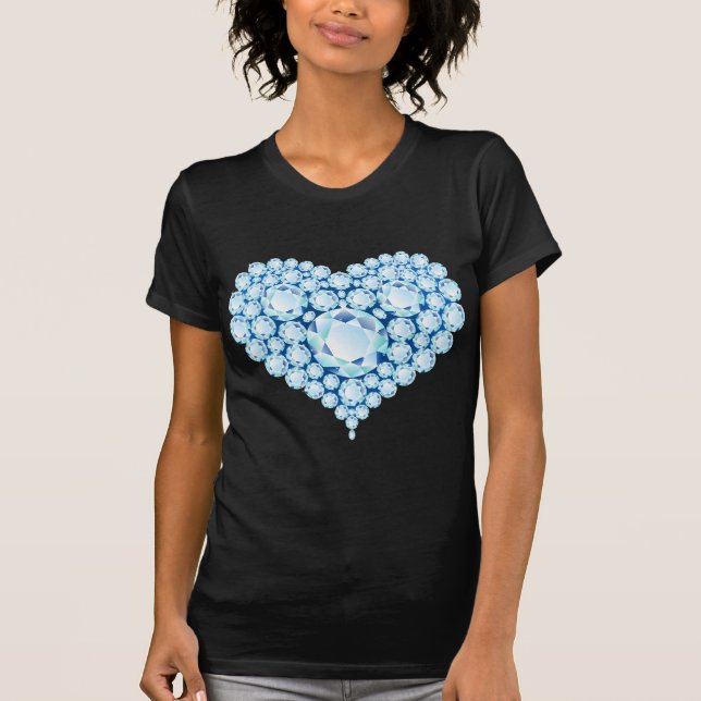 Blue Sapphire Heart Gems T Shirt (Framsida)