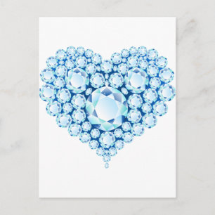 Blue Sapphire Heart Gems Vykort