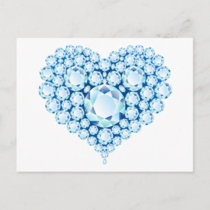 Blue Sapphire Heart Gems Vykort