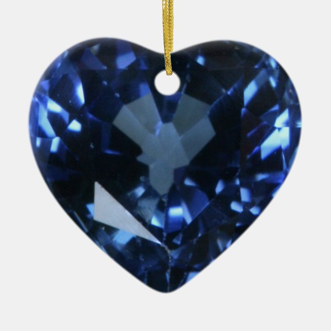 Blue Sapphire Heart Julgransprydnad Keramik (Framsidan)