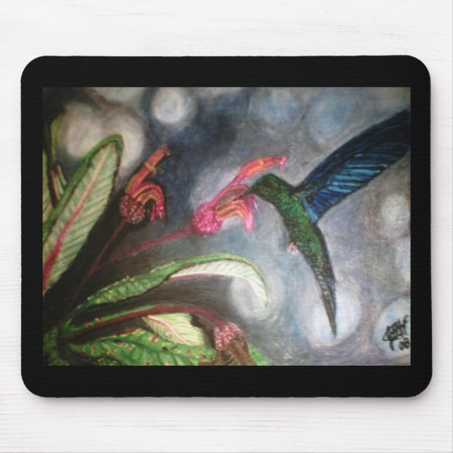 BLUE SAPPHIRE HUMMMMING FÅGELMOUSEPAD MUSMATTA (Framsidan)