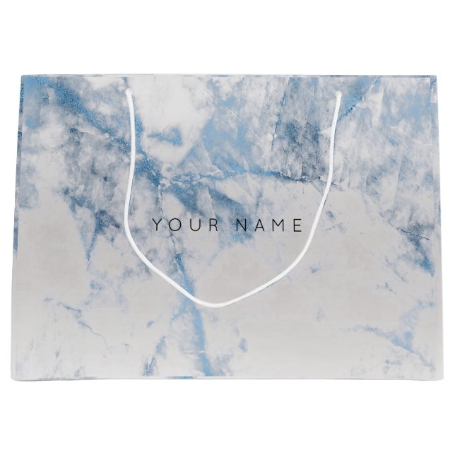 Blue Sapphire Marble Metallic Gift Grått Silver VI (Framsidan)