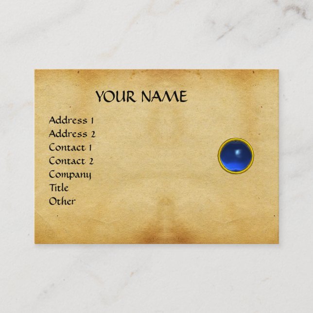 BLUE SAPPHIRE MON,GRÅTT AGATA PARchment, platina Visitkort (Framsida)