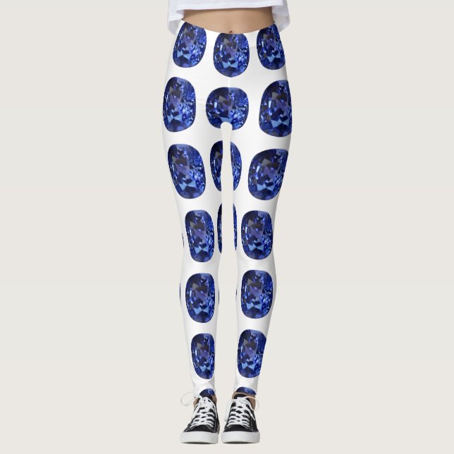 Blue Sapphire Mönster Design Leggings (Framsida)