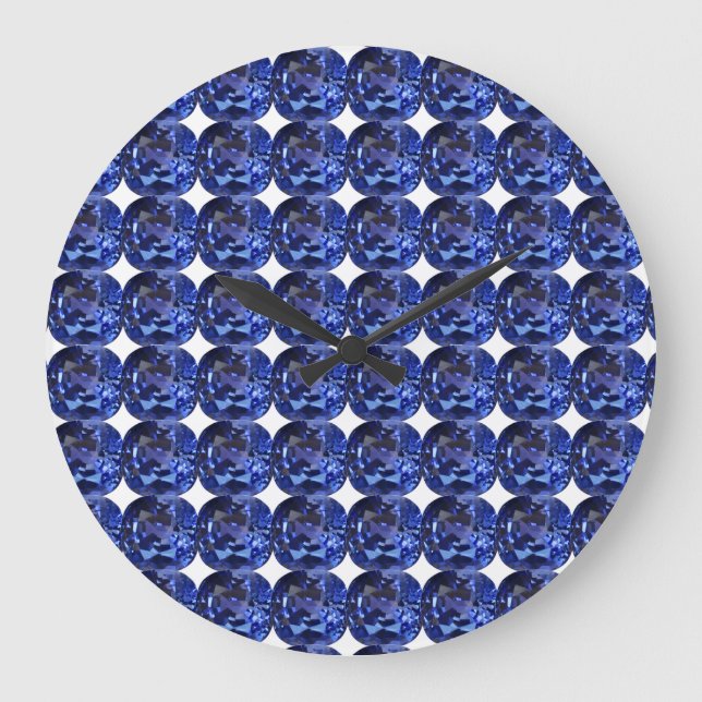 Blue Sapphire Mönster Design Stor Klocka (Framsida)