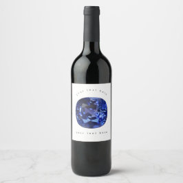 Blue Sapphire Mönster Design Vinflaska Etikett