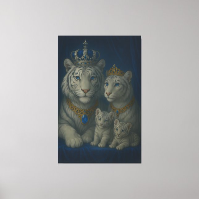 Blue Sapphire Royal White Tiger Family · Luxury Fi Canvastryck (Framsida)