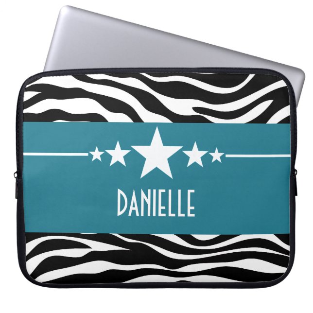 Blue Sassy Star Zebra Laptop sleeve (Framsidan)