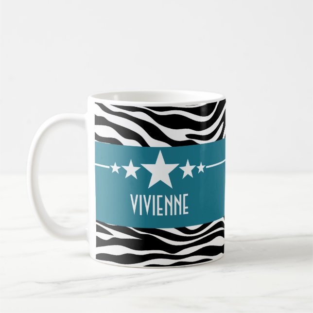 Blue Sassy Star Zebra Mugg (Vänster)