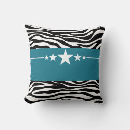 Blue Sassy Star Zebra Pillow Kudde