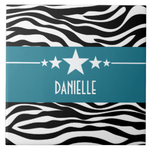Blue Sassy Star Zebra Tile Kakelplatta