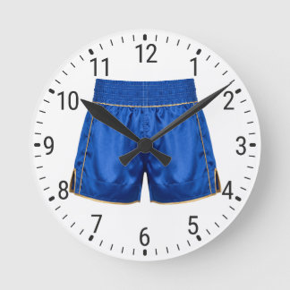 Blue Satin Boxing Shorts Trunk Boxer Decor Rund Klocka