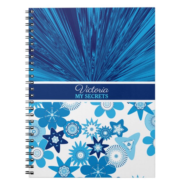 Blue Satin n Flowers Personlig Journal Anteckningsbok (Framsidan)