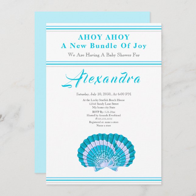 Blue Scallop-Snäckan Ahoy, det är en pojkvän. (Fram/baksida)